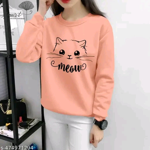 Womans full sleeves meow tshirts