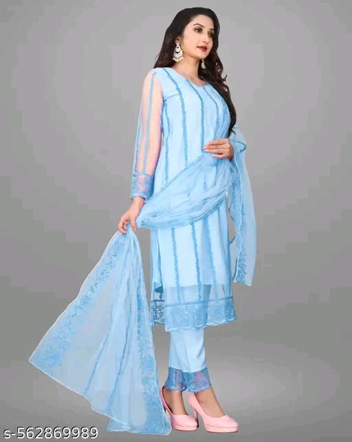 Net Kurti with dupatta and bottomwear