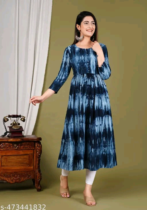 Dyed Semi Anarkali Plus Size Kurti