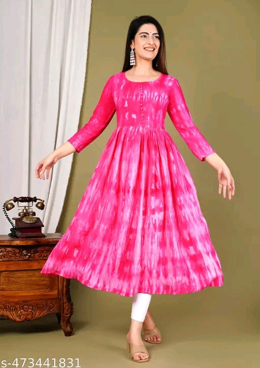 Dyed Semi Anarkali Plus Size Kurti