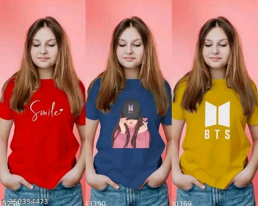 Combo of 3 pure cotton Tshirts for girls and womans