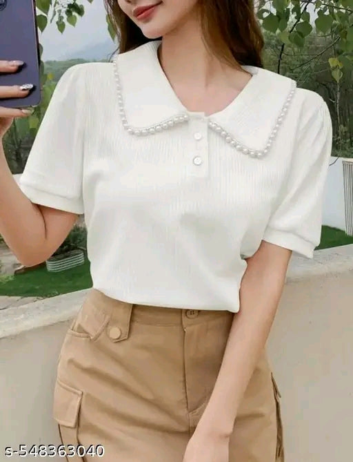 Woman's cotton blend stylist tunic top