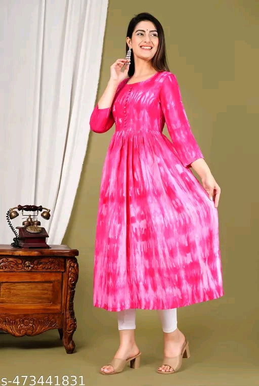Dyed Semi Anarkali Plus Size Kurti