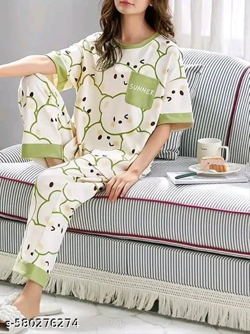 Woman's top bottom night suit set