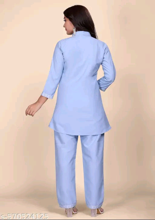 Plus size cotton silk co-ord set ( kurti with bottomwear)