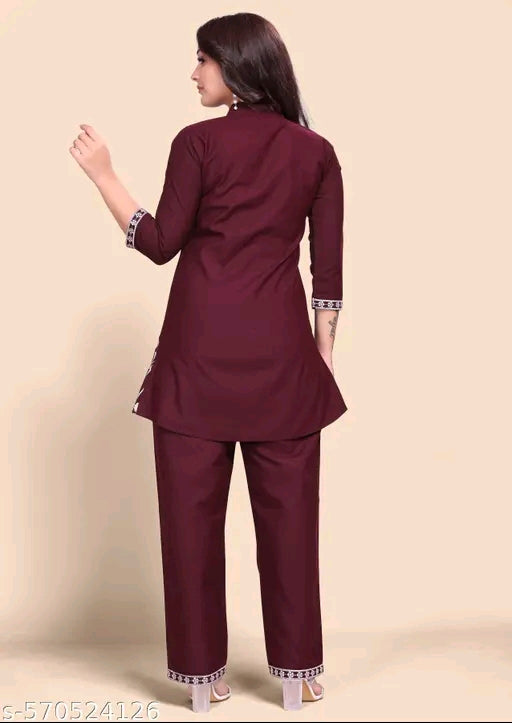 Plus size cotton silk co-ord set ( kurti with bottomwear)