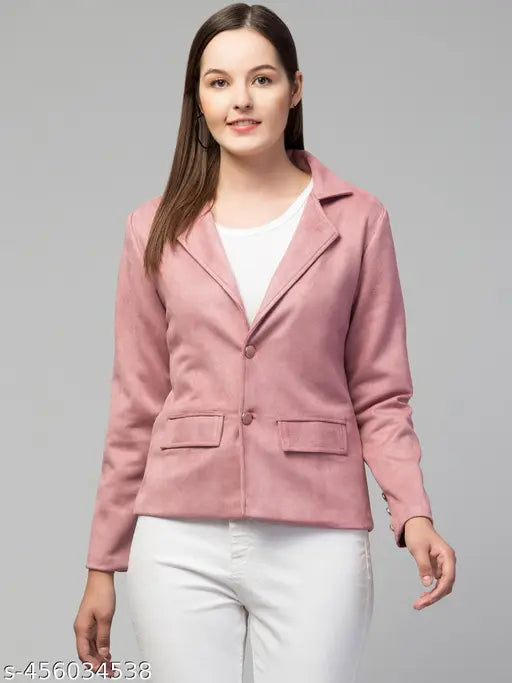 Trendy Elegant Suede Women Blazers & Coats