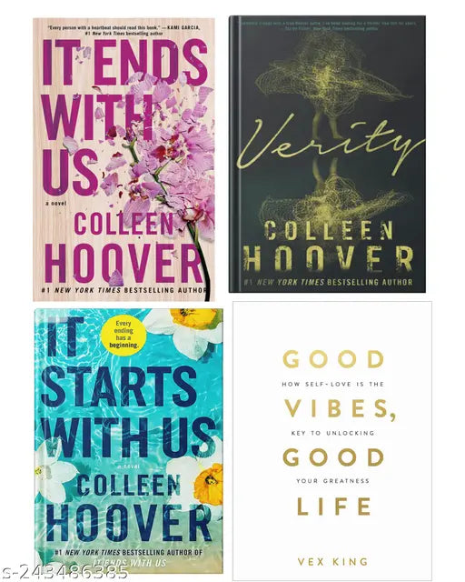 IT END WITH US BY COLLEEN HOOVER  + IT STARTS WITH US BY COLLEEN HOOVER  + VERITY BY COLLEEN HOOVER + GOOD VIBES GOOD LIFE BY VEX KING