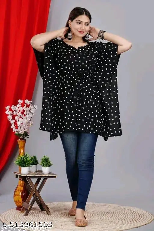 Women polka dot print kaftan stylish top