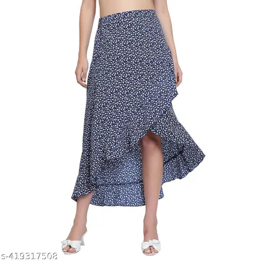 Woman A Line Blue Skirt