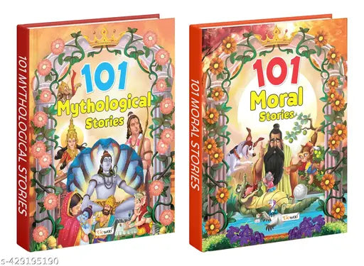 101 Mythological Stories and 101 Moral Stories (Ages 3-12) (Hardbound) : Toddlers story book  Kids story book  Children's adventure stories  Kids story book - Pack of 2 Story Books