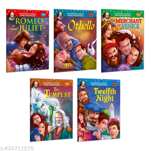 Romeo and Juiliet  The Merchant of Venice  The Tempest  Othello and Twelfth Night Story Books for kids : Children Storybooks  Storytelling books for kids  Educational books for kids - Set of 5 Story books for kids.