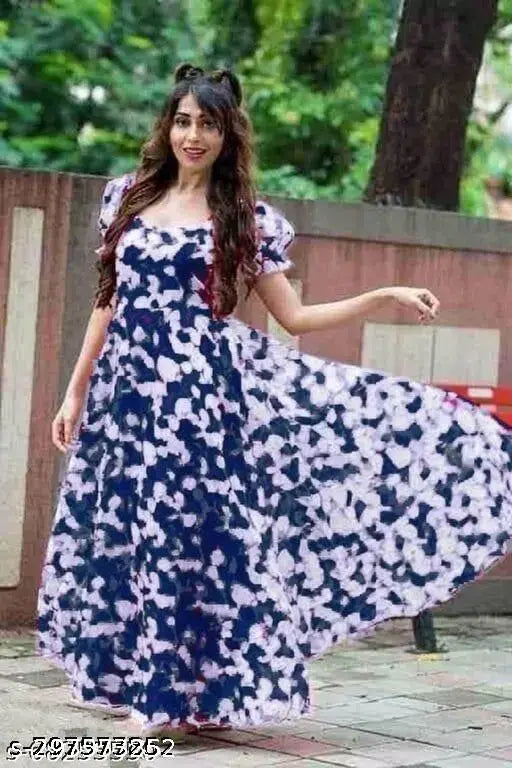 Blue Color Georgette Maxi Dress