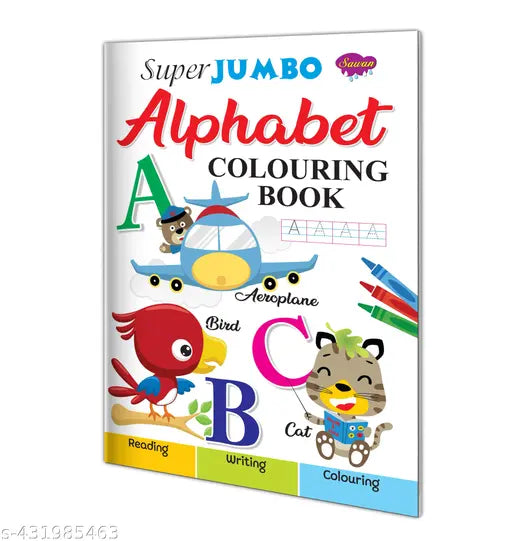 Super Jumbo Alphabet Colouring Book (Reading  Writing  Colouring) book for kids : Creative colouring books  Colouring book for kids  Educational coloring book.