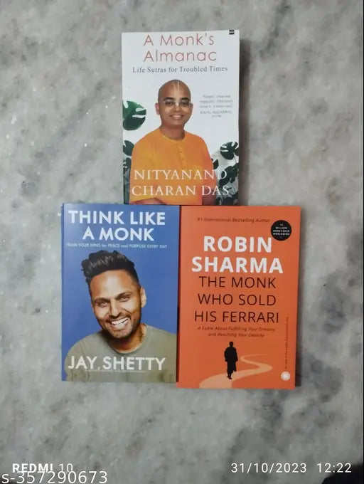 Best Combo Of 3 Books :- A Monk's Almanac +  Think Like A Monk + The Monk (English  Paperback  Nityanand Charan Das  Jay Shetty  Robin Sharma)