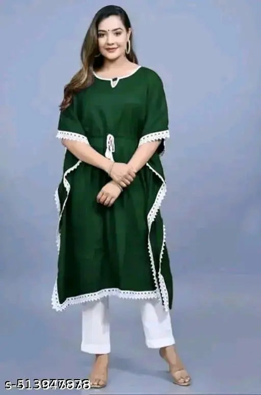 women solid kaftan fit and flare dress