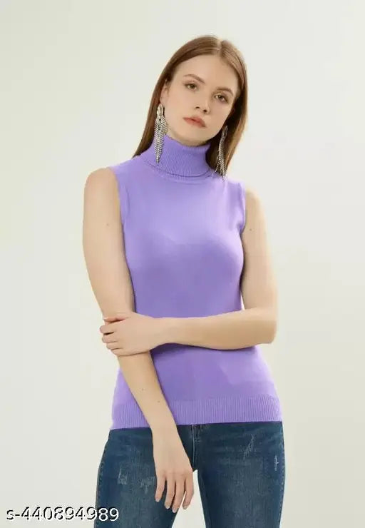 Turtle Neck Sleeveless Rib Top