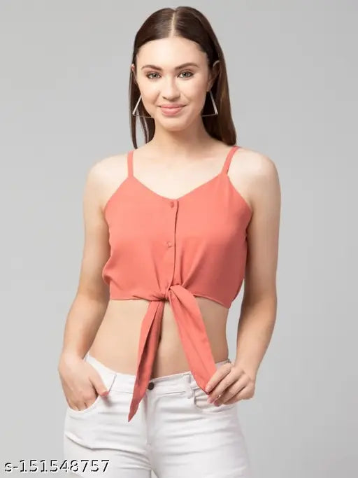 Button down Tie-up Crop Top
