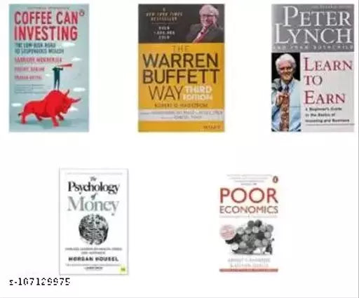Set Of 5 Books Coffee Can Investing the Warren Buffett Way learn To Earn the Sychology Of Money poor Economics  (Paperback  Mixed)