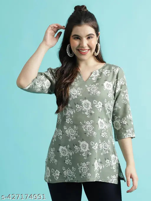 Women's Polycotton Printed Short Kurta