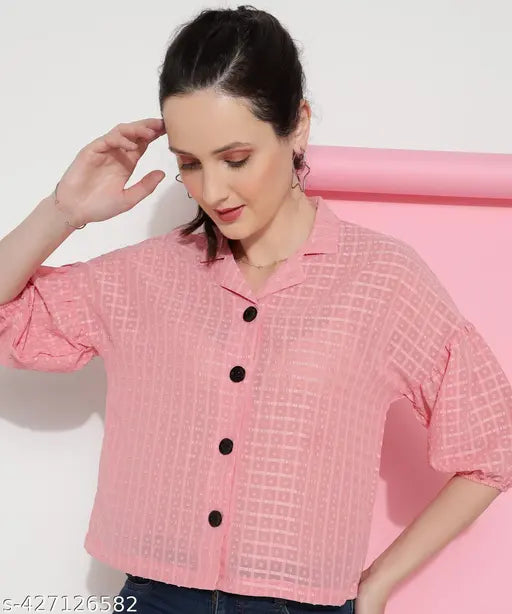 Womens Checks Georgette Stylish Shirt
