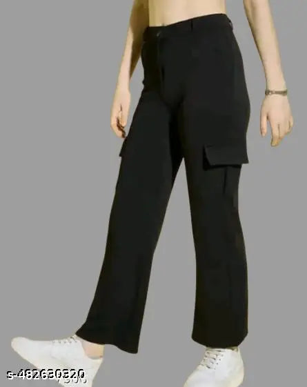 Women solid bell boutam cargo pants