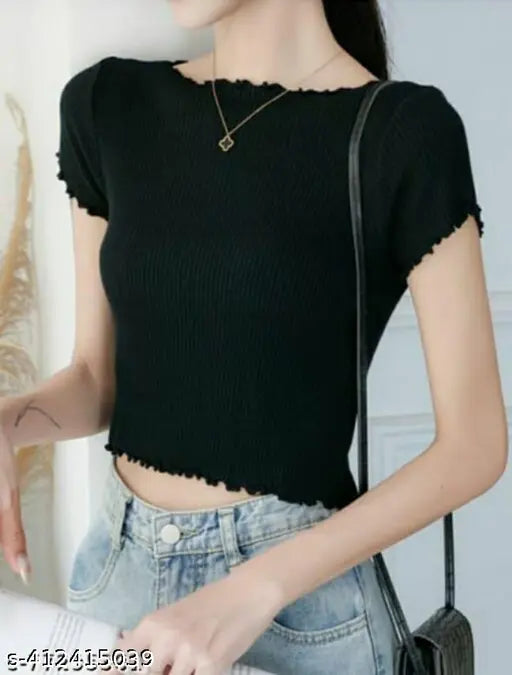 TRENDY ND STYLISH RIB BLACK TOP