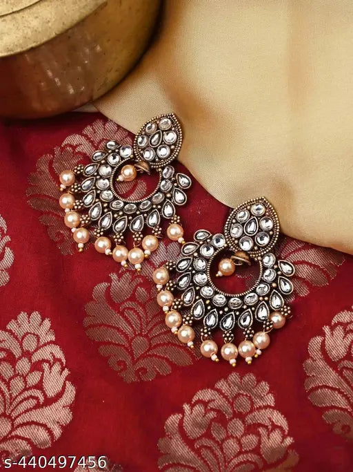 earring's Modern Chandbali Earrings Fashionable peach Chandbali Earrings-