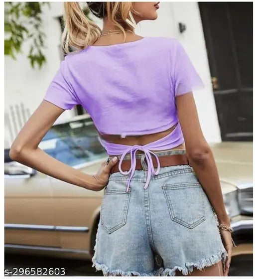 New Round Neck Back String  Top Soft And Comfortable