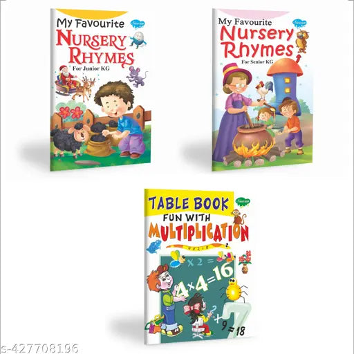 My Favourite Nursery Rhymes for Junior KG  Senior KG and Table Book Fun with Multiplication Book for kids : Rhymes book collection  Learning book for kids  Math Learning Book - Pack of 3 learning books.