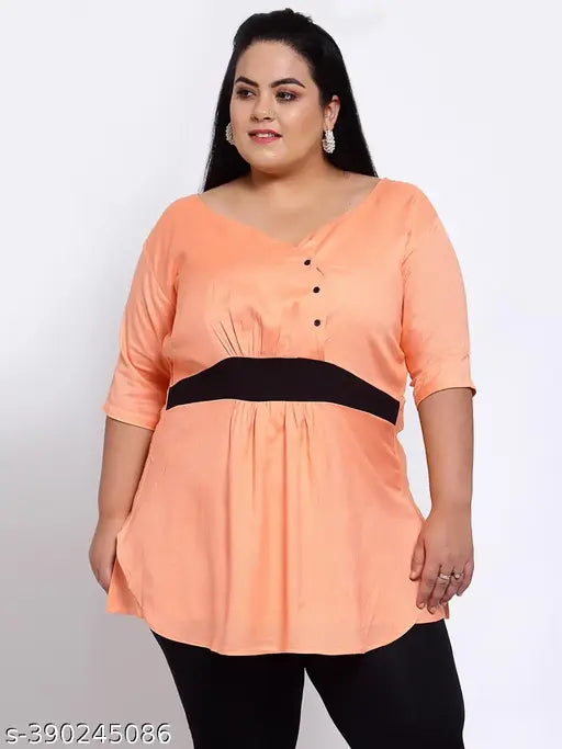 FAZZN Plus Size Customizable Surplice Top (Peach)