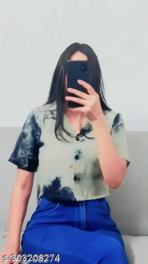 Women Stylish Tie & Dye Crop Shirt / Stylish Half Sleeve Crop top for Women