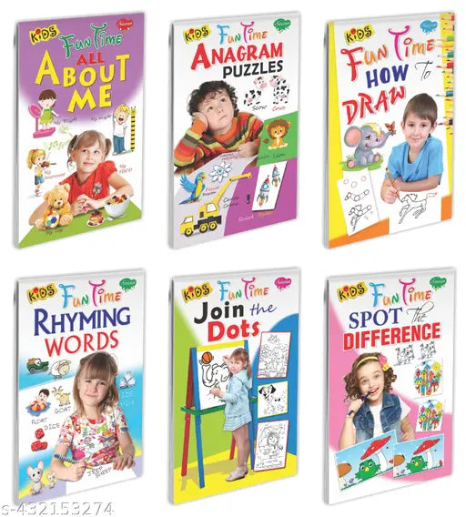 Kids Fun Time : All About Me  Anagram Puzzles  Rhyming Words  Join the Dots  Spot the Difference and How to draw books for kids : Activity books for kids  Anagram puzzles book for kids  Rhyming books for kids - Set of 6 books for kids