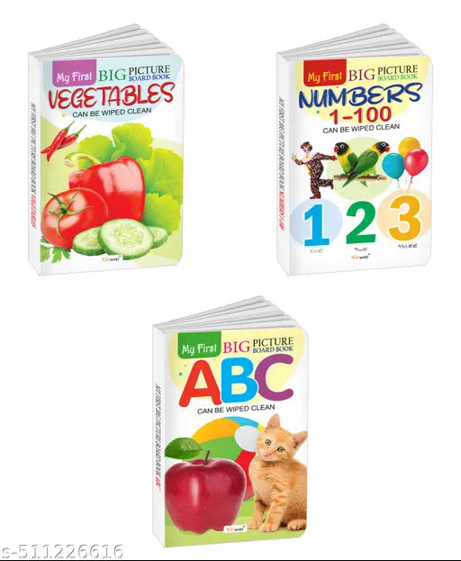 My First Big Picture Board Book ABC  Numbers 1-100 and Vegetables : Early childhood educational books  Preschool learning books  Kids learning picture books - Pack of 3 board books