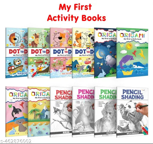 My First Book Essential Activity Book for Children : Kids activity book  Activity book for preschoolers  Kids Origami book  Portrait drawing book for children - Pack of 12 Activity books