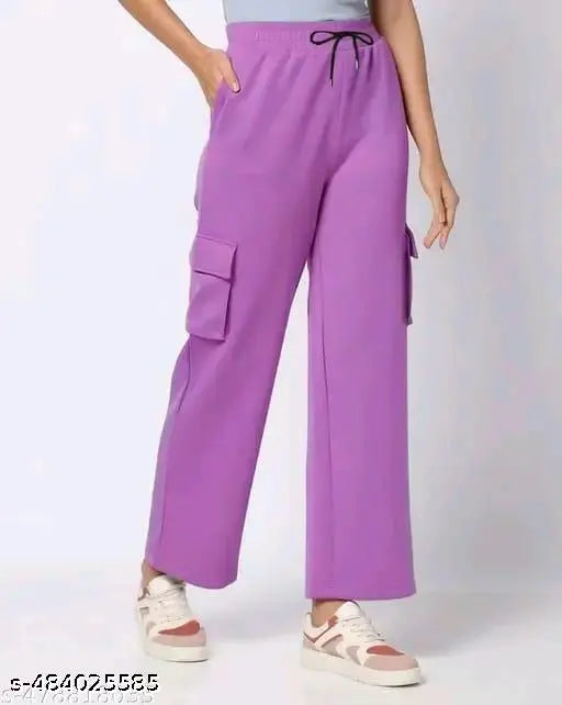 Women solid 4 pockets jogers cargo pants