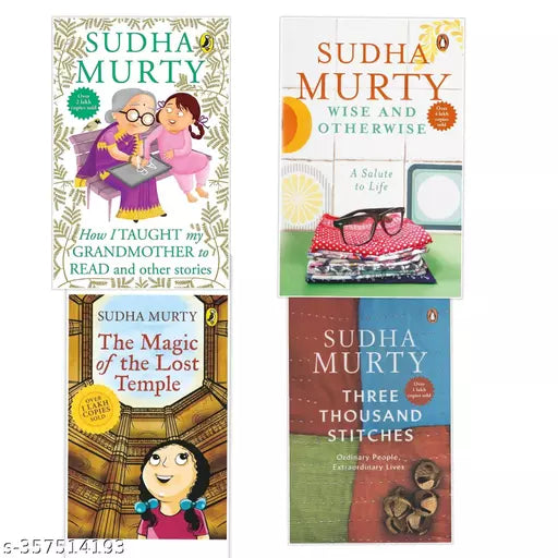 Set of 3 books - Three Thousand Stitches + How I Taught My Grandmother to Read +   Wise and Otherwise + The Magic Of The Lost Temple