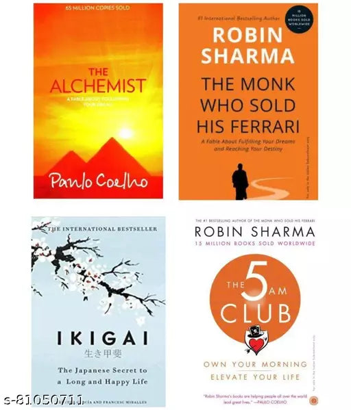 The Monk Who Sold His Ferrari + IKIGAI + The 5 AM Club + The Alchemist