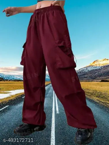 Women solid ns cargo stylish jogers pants