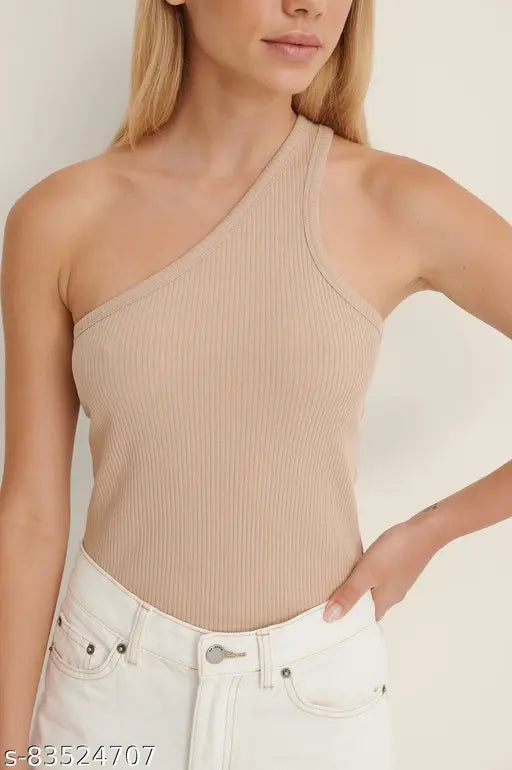 Ribbed One Shoulder Tank Top