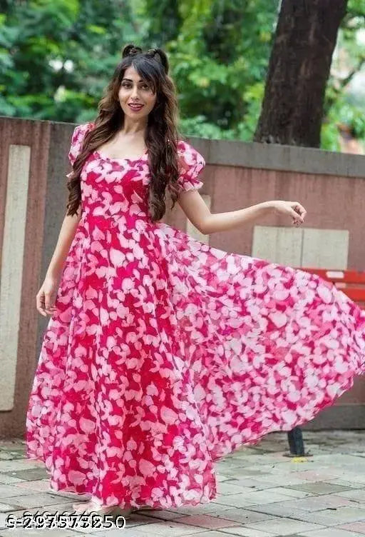 Gajari Color Georgette Maxi Dress