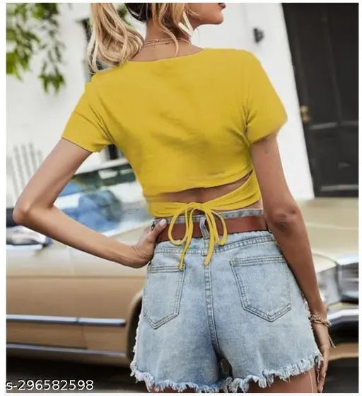 New Round Neck Back String  Top Soft And Comfortable