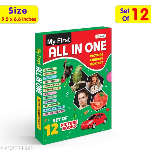 My First All in One Picture Library Box Of 12 (Pre-School Books) - Gift Set For Kids in Green