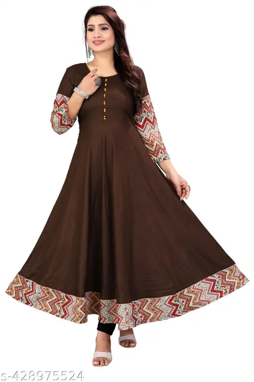 Ashima Designer Long Solid Border Tussle Tie Anarkali Designer Gown