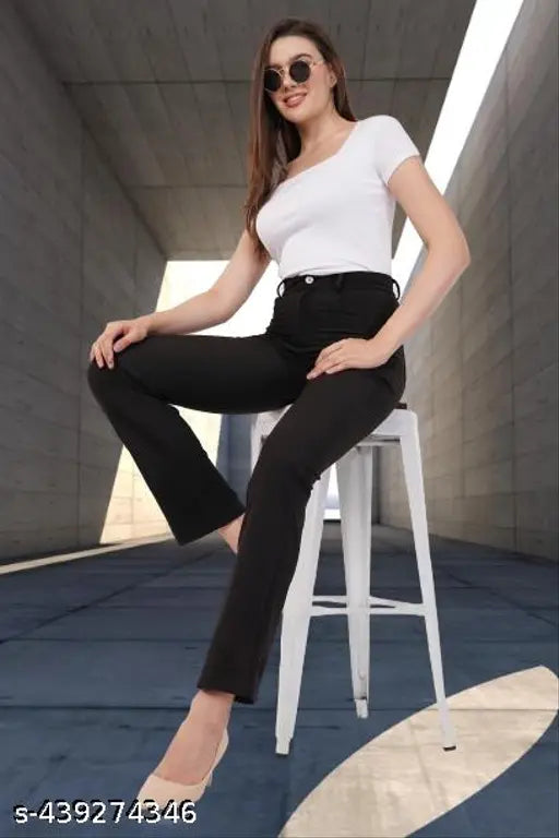 Solid High Waist Korean Straight Trousers for Women offer a comfortable stretchable and chic look perfect for formal casual and daily wear suitable for any occasion in formal and casual both