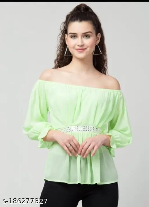 Stylish  Chiffon Bardot Top