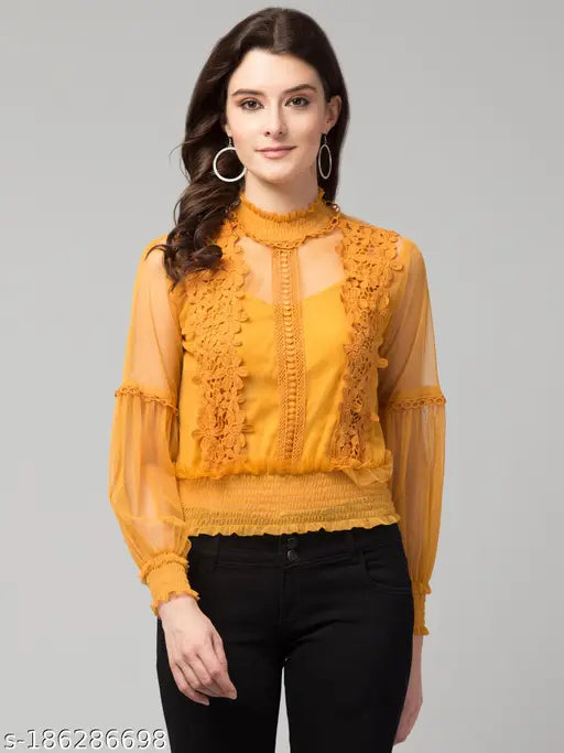 Trendy Lace Net Tops