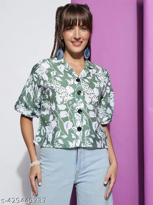 Women's Poly Rayon Floral Printed Resort Shirt