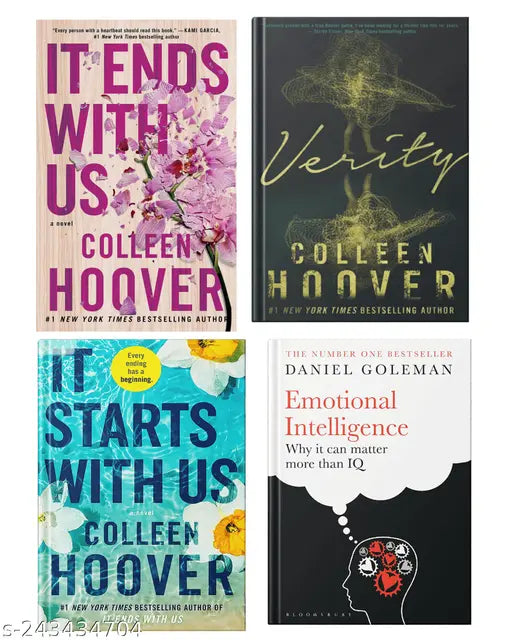 IT END WITH US BY COLLEEN HOOVER  + IT STARTS WITH US BY COLLEEN HOOVER  + VERITY BY COLLEEN HOOVER + EMOTIONAL INTELLIGENCE  BY DANIEL GOLEMAN
