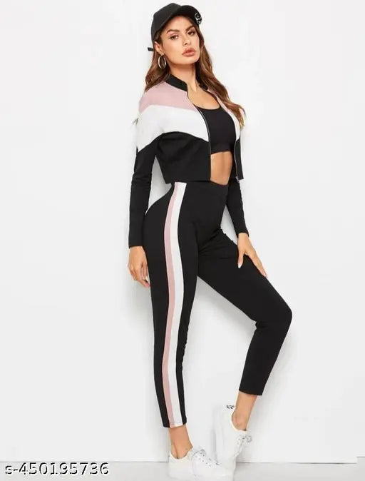 LATEST TRENDY TRENDY 2PSC SET PINK+WHITE+BLACK